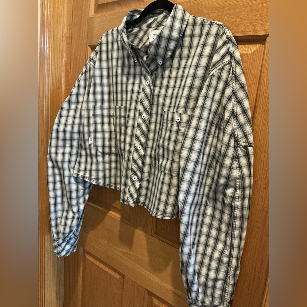 BDG Urban Outfitters Corey Cropped Plaid Boxy Oversized Button Down Women’s XL - Picture 10 of 16
